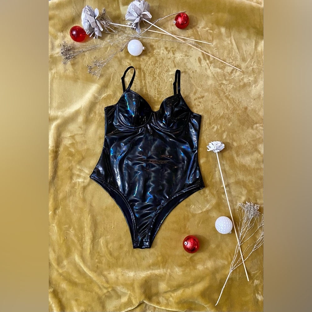Faux Patent Leather Bodysuit